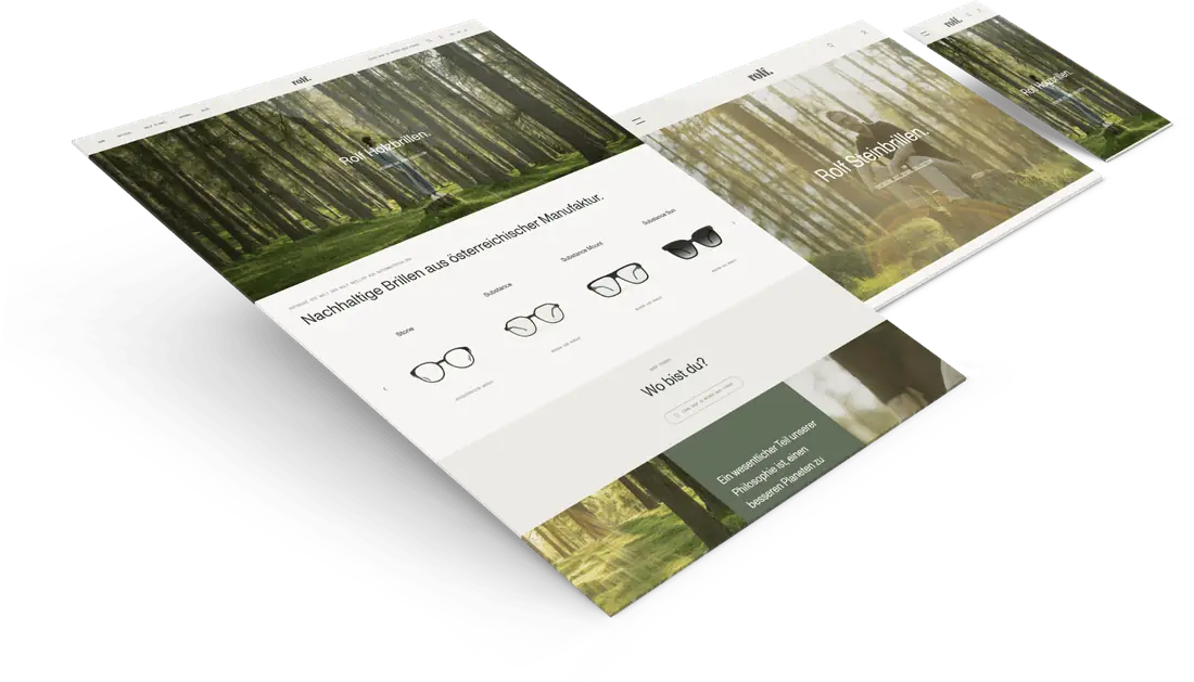 Webshop von Rolf Brillen auf Bildschirm, Tablet und Handy