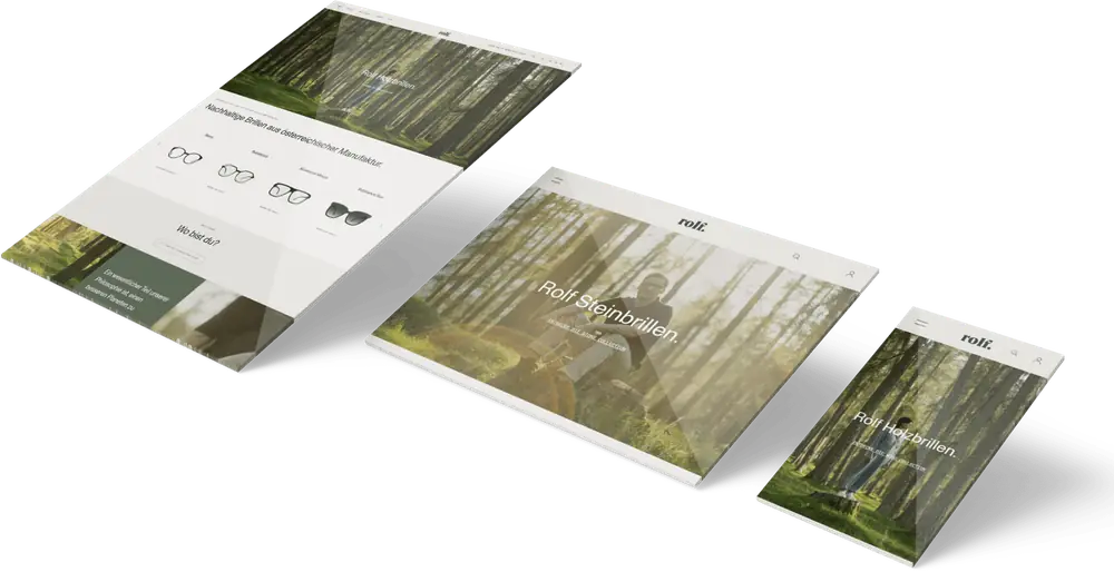 Website und Webshop von Rolf Brillen auf mehreren Geräten