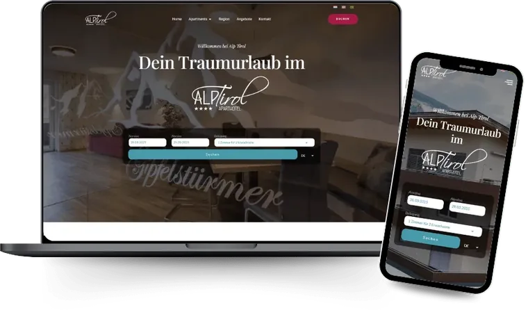 Website von ALP Tirol Apartments auf Laptop und Smartphone