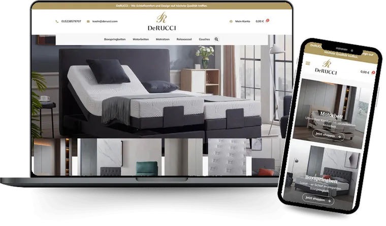 Website von DeRUCCI auf Laptop und Smartphone