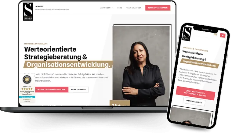 Website von Schmidt Strategie auf Laptop und Smartphone