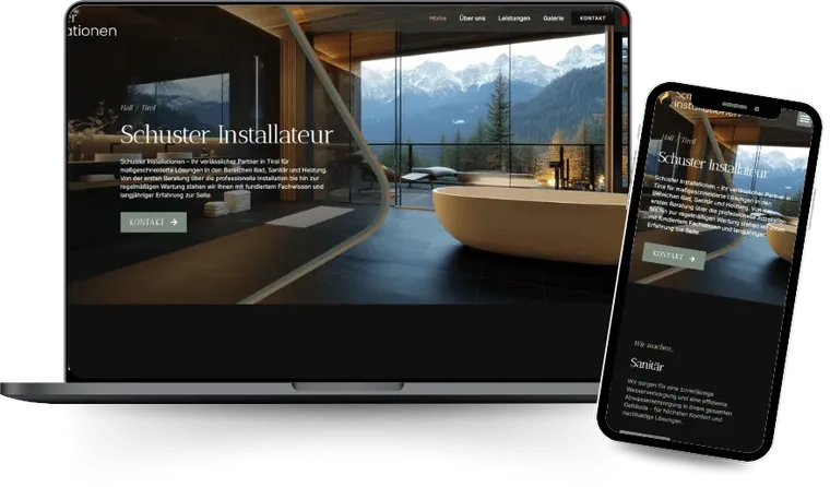 Website von Schuster Installationen auf Laptop und Smartphone