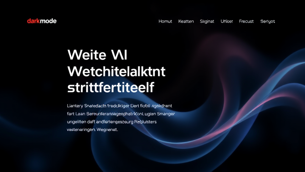 Beispiel eines Webdesigns im Dark Mode mit hoher Kontrastität zwischen hellem Text und dunklem Hintergrund, das modern wirkt und augenfreundlich ist.