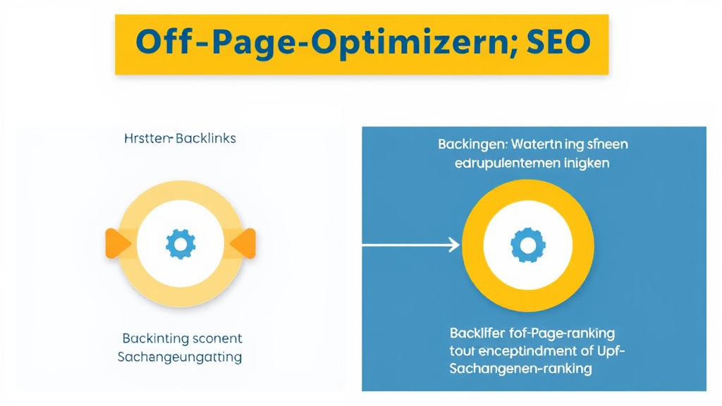 Grafik, die das Konzept der Off-Page-Optimierung in SEO erklärt, einschließlich Backlinks von externen Webseiten und deren Einfluss auf das Suchmaschinenranking.