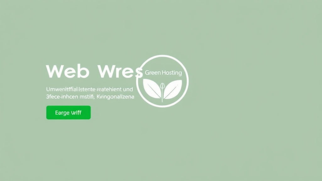Grafik, die nachhaltiges Webdesign mit minimalistischen Layouts, optimierten Bildern und einem Green Hosting-Logo zeigt, umweltfreundliche Praktiken zu verdeutlichen.