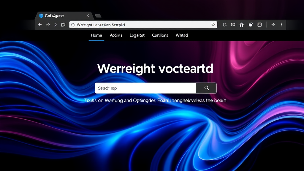 Grafik eines Computerbildschirms mit einer schnell ladenden Website, Tools zur Wartung und Optimierung im Vordergrund, und zufriedenen Nutzern, die die Seite besuchen.