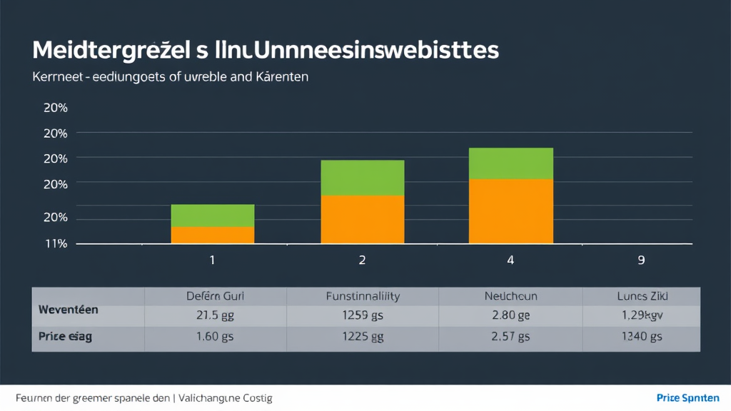 Grafik mit Preisspanne für mittelgroße Unternehmenswebsites in Kärnten, inklusive Faktoren wie Design, Funktionalität und laufende Kosten.