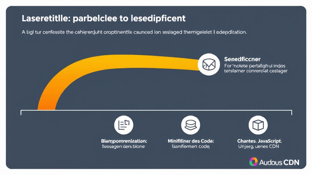 Grafik zur Website-Ladegeschwindigkeit mit Tipps zur Optimierung: Bildkomprimierung, Minifizierung des Codes, asynchrones JavaScript und Nutzung eines CDN.