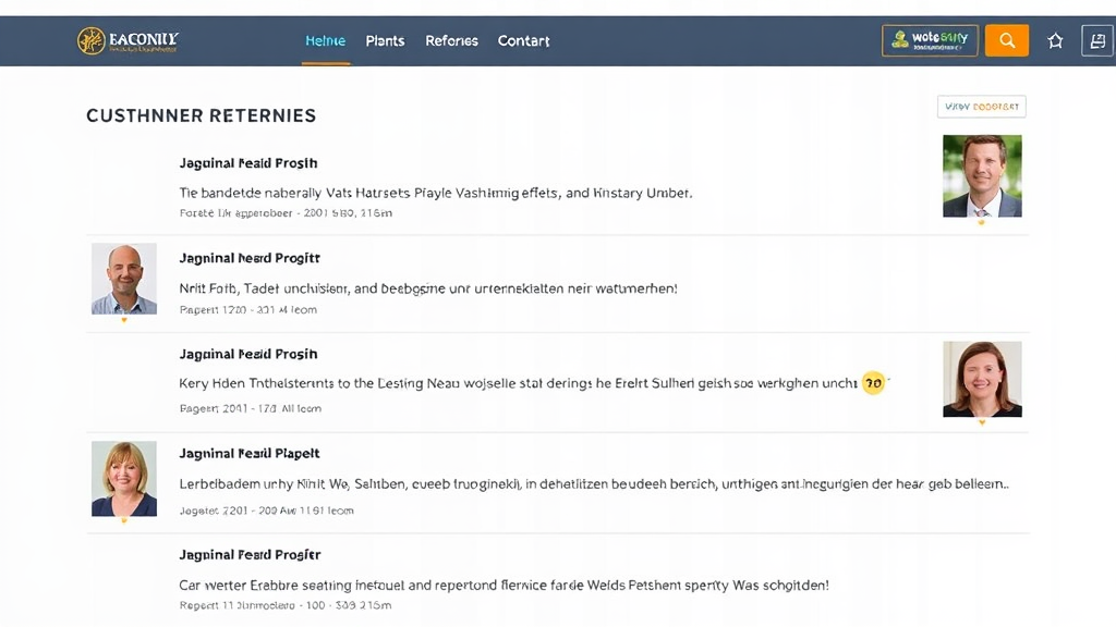 Kundenbewertungen auf einer Website, präsentiert in einem ansprechenden Layout mit Bildern und realen Namen, um Vertrauen und Authentizität zu fördern.